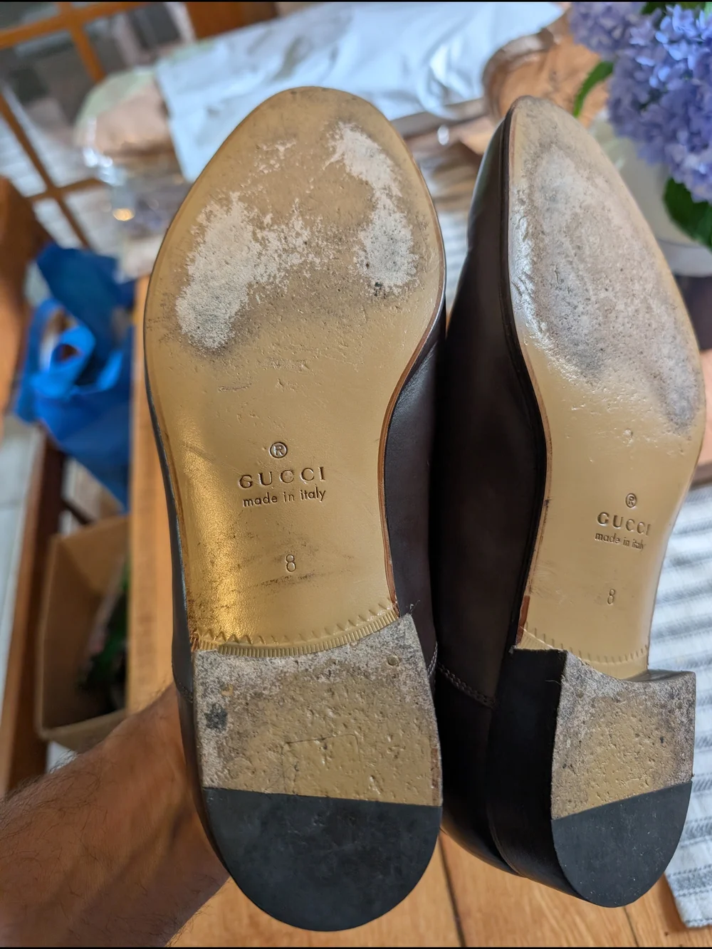 Gucci 719741 Double Panelled Lace-up Shoes Brown Leather Suede Size 8 Mens